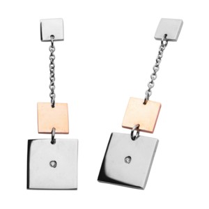 Steel Square Dangles with Rose Gold Plating
